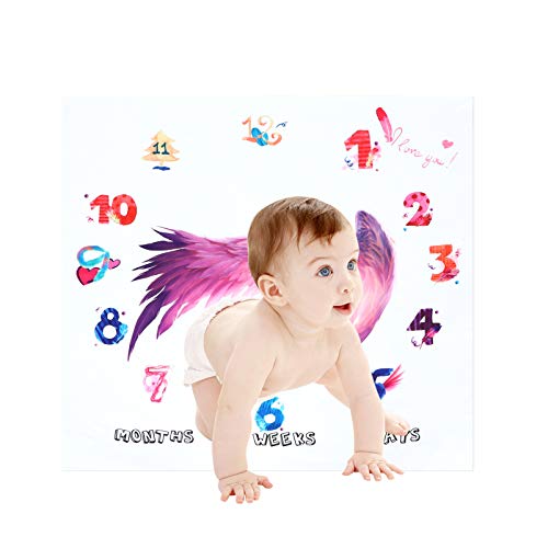TOYANDONA Bebek Aylık Milestone Battaniye Unisex Yenidoğan Büyüme Fotoğraf Arka Plan Battaniye Kanatları Fotoğraf Prop Mat için