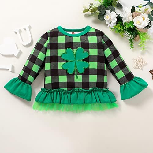 Toddler Kız St Patricks Günü Kıyafetler Shamrock Kazak Elbise Aziz patrick Günü Fırfır T-Shirt + Çan Dipleri Pantolon