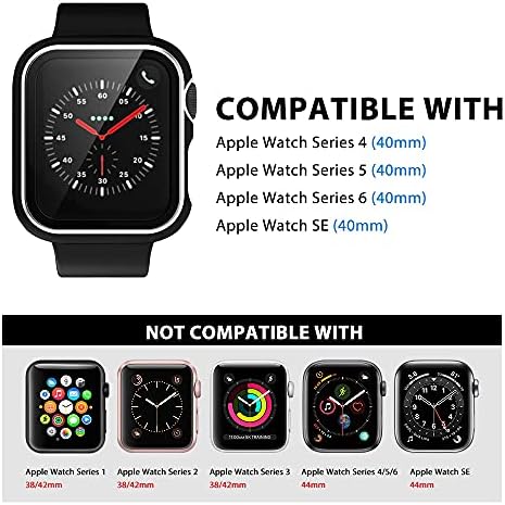 2 Paket LKk Kılıf Apple Watch 40mm SE / Serisi 6/5/4 Dahili Temperli Cam Ekran Koruyucu, All-Around Ultra-İnce Tampon Tam Kapak