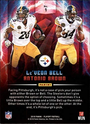 2018 Playoff NFL Gök Gürültüsü ve Şimşek 1 Antonio Brown / LE'VEON Bell Pittsburgh Steelers Resmi Panini Futbol Ticaret Kartı