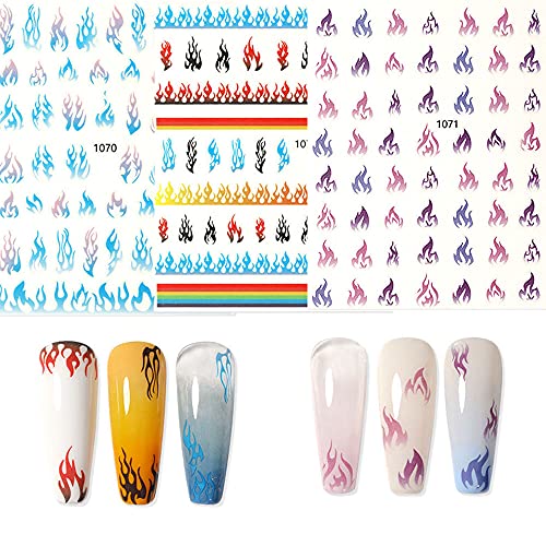 Moda Özel Kaymak Çıkartması Charm Alev desen Sticker 3D Nail Art Sticker DIY Nail Art Dekorasyon Manikür Aksesuarları(5)