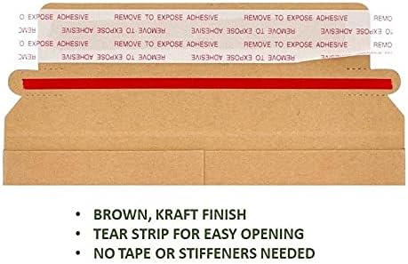 PSBM Sert Postalar, 13x18 İnç, 1000 Paket, Kraft Kahverengi, Fotoğraf ve Belge için Düz Karton Nakliye Zarfları, Kendinden Contalı