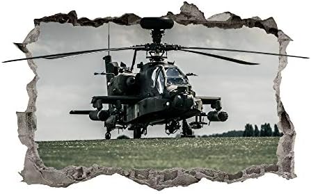 Helikopter Duvar Çıkartması Çökerttiğini 3D Askeri Grafik Duvar Sticker Sanat Mural Poster Çocuk Odası Dekor Hediye UP278 (70