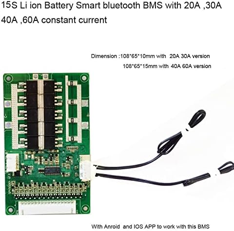 15 S li ion 63 V veya 54.8 V Lifepo4 akıllı bluetooth batarya BMS ile 20A 30A 40A 60A Sabit Akım için Elektrikli Bisiklet Pil