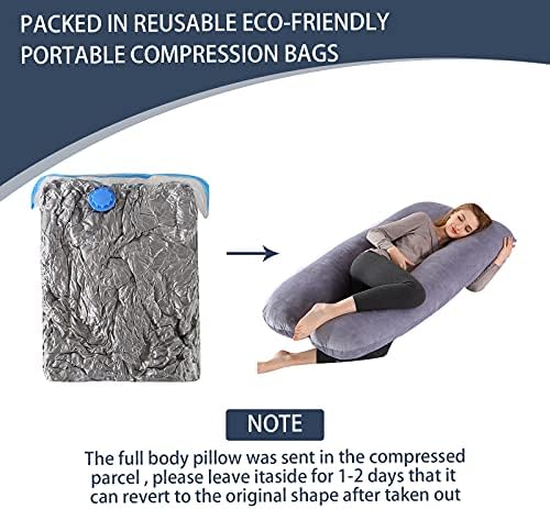 Gebelik Yastığı, Yıkanabilir Kadife Kapaklı Annelik Desteği Uyku Yastığı için U Şekilli Tam Vücut Yastıkları (Gri, 55 inç)