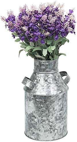 MyGift Rustik Galvanizli Metal Sürahi Sürahi Dekoratif Süt Can Tarzı Çiçek Vazo Kolları ile