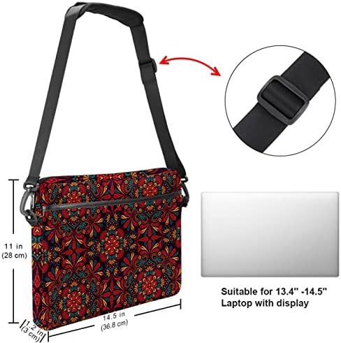 Çiçekler Kırmızı Psychedelic laptop çantası Kadınlar için Messenger omuzdan askili çanta 14.5 İn Laptop taşıma çantası İş Evrak