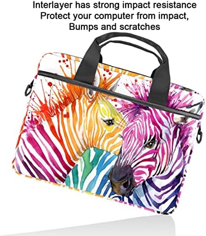 Renkli Suluboya Zebra laptop çantası Kadınlar için Messenger omuzdan askili çanta 14.5 İn Laptop taşıma çantası İş Evrak Çantası