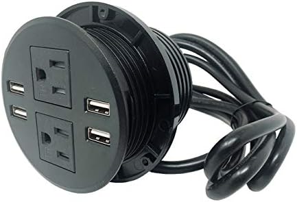 Güç Grommet W / 4 USB Şarj İstasyonu Bağlantı Noktaları Hub, Masaüstü Çıkış W / 2 AC Çıkışları, 1 Alt Güç Soket W 6 ft Ağır Uzatma