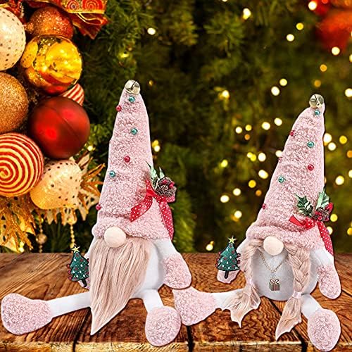 Noel Cüceler Pembe Santa Peluş Meçhul Bebek Cüce Elf Heykelcik Noel Dekorasyon Örme Santa Bebek El Yapımı Noel Gonk Cüce Elf