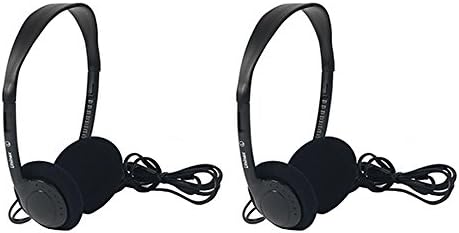 Unınex HE03BK 3,5 mm Dik Açılı Fişli Kulak Üstü Stereo Kulaklıklar, Hafif, Siyah, 2'li Paket