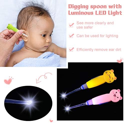 Tondiamo 4 Parça Çocuklar Kulak Wax Temizleme led ışık Çocuk Kulak Kirini Sökücü Aracı LED ışıklı Kulak Çekme Kulak Wax Remover