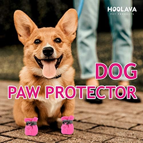 HOOLAVA Köpek Ayakkabı, Köpek Kış Patik Küçük Orta Köpekler için Yansıtıcı Askıları ile, Kaymaz Köpek Çizmeleri Pençe Koruyucuları