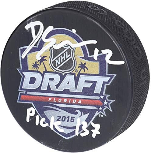 Dominik Simon Pittsburgh Penguins İmzalı 2015 NHL Taslak Logo Hokey Diski Pick 137 Yazıtlı-İmzalı NHL Diskleri
