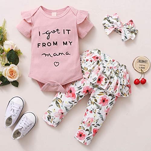 MIEKISA Yenidoğan Bebek Kız Üç parçalı Takım Elbise T Gömlek Tulum Pantolon Kafa Bandı Bebek Kıyafet Giyim Setleri Bodysuit
