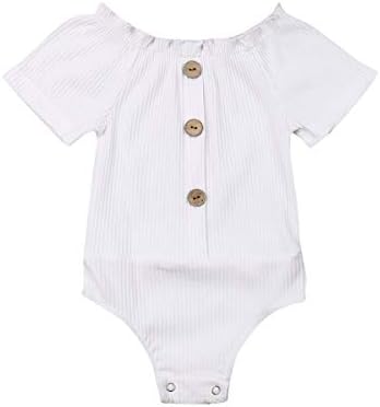 Kuriozud Yenidoğan Bebek Bebek Kız Katı Kapalı Omuz Bodysuit Romper Tek Parça Tulum Kıyafetler Yaz Giysileri