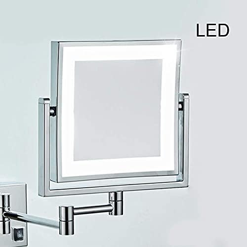 Nhlzj XİAOQİANG 8 İnç Duvara Monte Makyaj Aynası,3X Büyütme,LED Işıklı,Banyo ve Yatak Odası için (Renk: Altın USB)