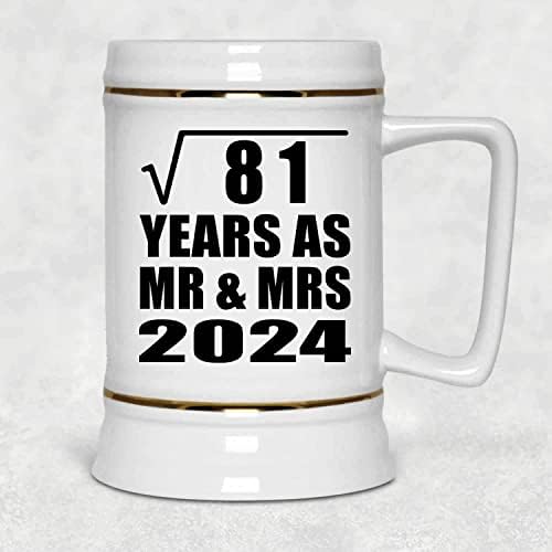 9th Yıldönümü Karekök 81 Yıl Mr & Mrs Olarak 2024-22 oz Bira Stein Seramik Bar Kupa Tankard Drinkware-Eşi için Koca Lady Onu
