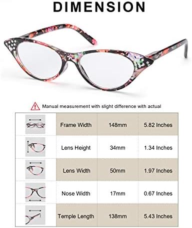 SODQW 4 Pairs Moda Cateye Okuma Gözlükleri, konfor Bahar Menteşeler Okuyucular Kadınlar için (4 Paket Mix, 1.0 X)