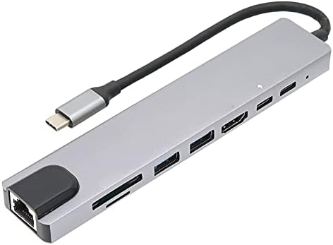 Heayzoki Yerleştirme Hub 8 in 1, Tip-C Yüksek Çözünürlüklü Multimedya Arayüzü USB PD Genişleme Dock Veri Transferi için,destek