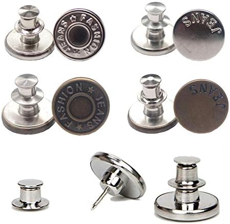 MebuZip 8 ADET Jean Düğme Pimleri Yedek Jean Düğmeleri Ayarlanabilir Hiçbir Dikiş Düğmeleri Anında Düğmeler Kot Pantolon Dikiş