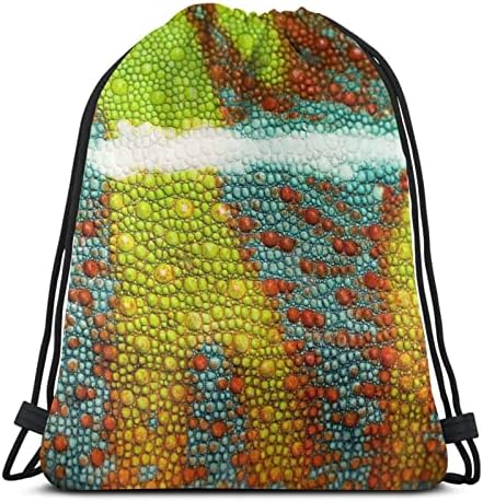 Yakın çekim Renkli Sürüngen Cilt ipli sırt çantası Su Geçirmez Dize Çanta Spor Sackpack Spor Çuval Erkek Kadın
