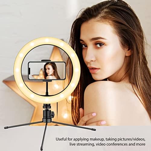 Parlak Selfie Halkası Üç Renkli ışık, Canlı Yayın/Makyaj/YouTube/TikTok/Video/Çekim için Uzaktan Kumandalı LG E445 10 İnç için