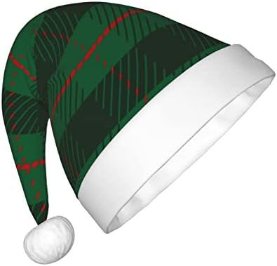 Çocuklar İçin Noel Damalı Ekose Yeşil Santa Şapka, Çocuklar İçin Rahat Tatil Şapka, Parti Yılbaşı Tatil Malzemeleri