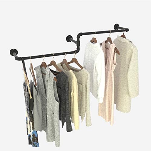 MDEPYCO Endüstriyel Boru Duvara Monte Havlu Giyim Asılı Raflar Sistemi, Vintage Çamaşır Odası Depolama Çubuğu, Giysi Perakende