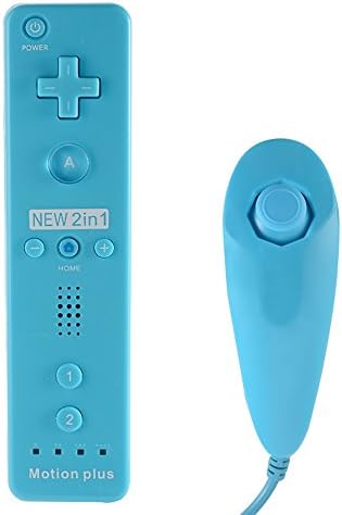 Bonega Motion Plus Uzaktan Kumanda ve Nunchuck Denetleyici Seti ile Silikon Kılıf Kapak İçin Nintendo Wii Mavi