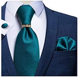 DiBanGu erkek resmi katı kravat ve Altın kravat yüzük Seti ipek cep kare kol Düğmeleri Hediye Kutusu ile