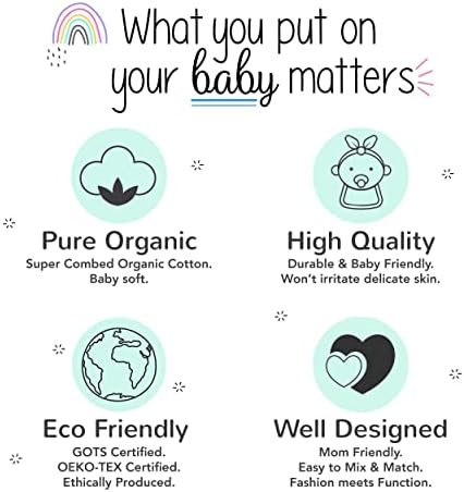 Lamaze Organik Bebek Bebek Kız Saf Organik Pamuk Uzun Kollu Bodysuit, 3 Paket