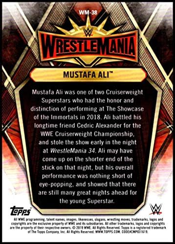 2019 Topps Wrestlemania'ya Giden Yol Wrestlemania 35 Liste Güreşi WM-38 Mustafa Ali Topps'den Resmi WWE Ticaret Kartı