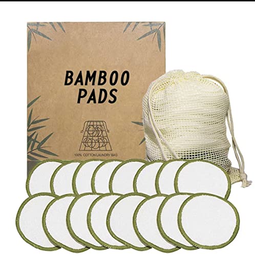 Bambu Pamuk Kullanımlık Makyaj Çıkarıcı Pedleri, Organik 15 Paketi Yıkanabilir, çamaşır Torbası, Yüz Temiz Pedleri için Dudak