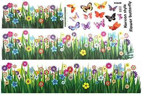 Whitelotous Kelebek Çim Çiçek Sticker Çocuk Odası Duvar Çıkartması Çıkarılabilir Ev Dekor