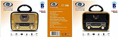 Everton Rt-806 USB / Sd / Fm / Am / Aux / Bluetooth Retro, Vintage, Taşınabilir Kısa Dalga Radyo Powered veya Pil 2 D Hücre Piller