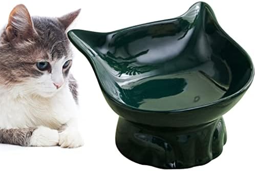 Licogel kedi maması kasesi Seramik Yükseltilmiş Kaymaz Kullanımlık Sevimli Boyun Koruyucu Devirme Yavru Su Çanak Hafif Yıkanabilir