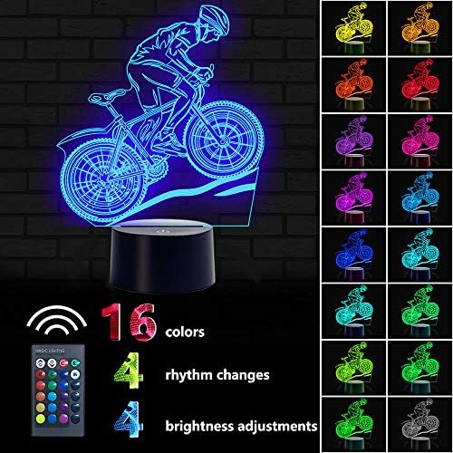 3D Gece lambası, Urwise Dağ Bisikleti 3D gece lambası 16 renk değiştirme ışık Uzaktan Kumanda ile Hayvan oyuncaklar Yatak Odası