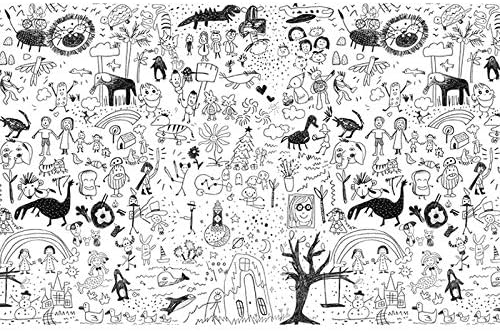 HGFHGD Siyah ve Beyaz Graffiti çocuk Odası çocuk Karikatür Duvar Kaplaması 3D Duvar Kağıdı Arka Plan Duvar Posteri Duvar Sanatı