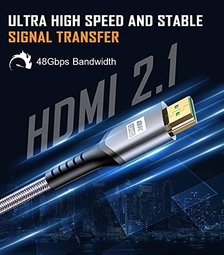 8 K HDMI 2.1 Kablo 10ft, AviBrex UHD 8 K HDMI Kablosu 48 gbps HDMI Kablosu 8K60Hz 4K120Hz, 3D, RTX 3090 eARC HDR10 4:4:4 HDCP