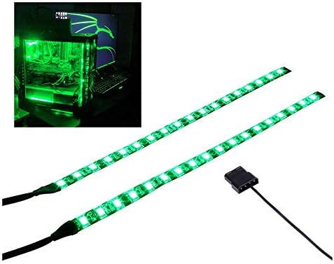 LEDdess PC LED esnek ışık şeridi bilgisayar aydınlatma yeşil manyetik PC kasa bilgisayar aydınlatma kiti(30 cm, 18 leds, S Serisi)
