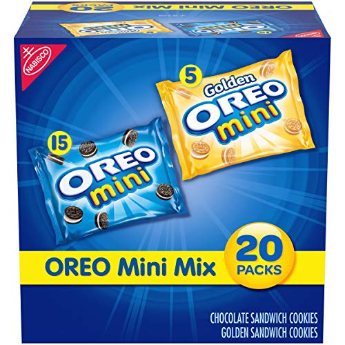 OREO Çikolatalı Sandviç Kurabiyeleri, 30-1.59 oz Atıştırmalık Paketleri ve OREO Mini Mix Sandviç Kurabiyeleri Çeşit Paketi, 20-1