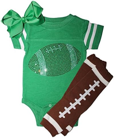 FanGarb Rhinestone bebek yürüyor bebek kız futbol Yeşil takım renk kıyafet 18mo