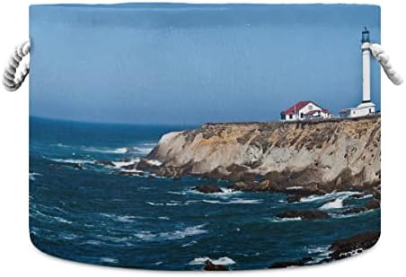 kaliforniya'da xigua Güzel Deniz Feneri Yuvarlak Depolama Sepeti Çöküşü Tuval Kumaş Depolama Bin Düzenlemek için Kolları ile