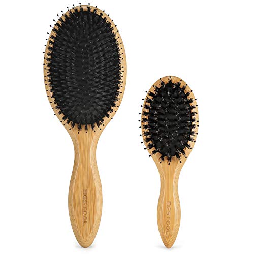 BESTOOL Saç Fırçası (Düzenli ve Küçük), Domuzu Kıl Saç Fırçaları Kadın Erkek Çocuklar için Kalın İnce Kıvırcık Saç, Dolaşık Açıcı