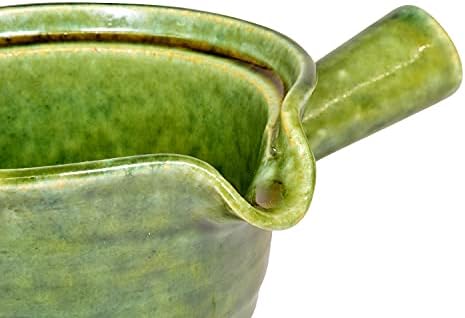 Çıkarılabilir Paslanmaz Çelik Demlik ile japon Mino Ware Porselen Çay Potu, Yeşil Renk ORİBE KAMON Tasarım Pot