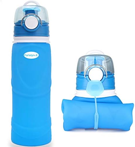 Farielyn-X Katlanabilir Su Şişesi 26 oz / 750 ml Tıbbi Sınıf Silikon, BPA Ücretsiz, Roll Up Katlanabilir Özellikler için Spor,
