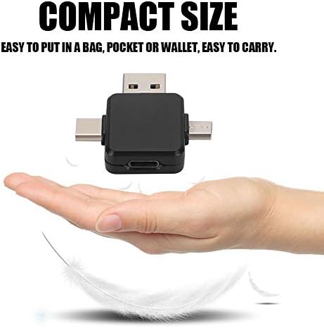 Kompakt Boyut İkisi Bir Arada USB Adaptörü, Pratik Tip-C Adaptörü, Tip-C Cihaz için Akıllı Telefon (Siyah)