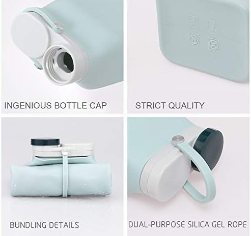 Haıshen Katlanabilir Silikon Su Şişesi-BPA İçermeyen Taşınabilir Sızdırmaz Süt Su Şişesi ( 600ml / 20oz) - Seyahat, Açık Hava