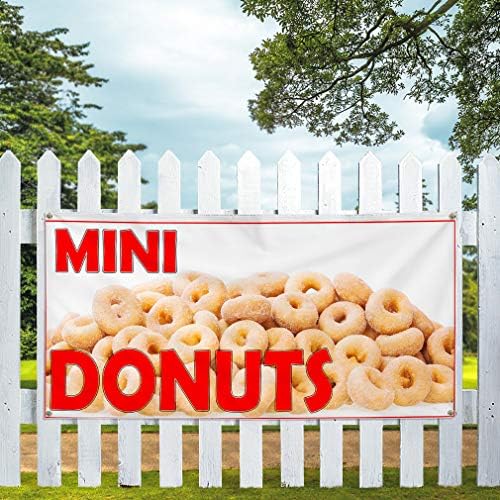 Vinil Afiş Çoklu Boyutları Mini Donuts Restoran Gıda Bar Restoran ve Gıda Açık Hava Endüstriyel Yard Işaretleri Kırmızı 4 Grommets